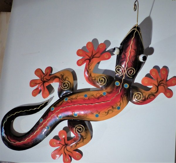 Gecko métal peint 50 cm