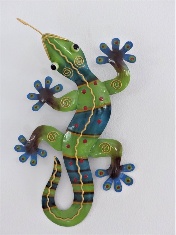 gecko métal peint 38cm