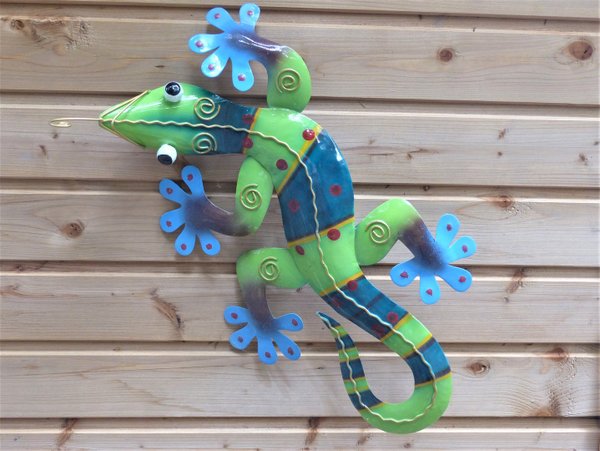 Gecko métal peint à la main 50 cm