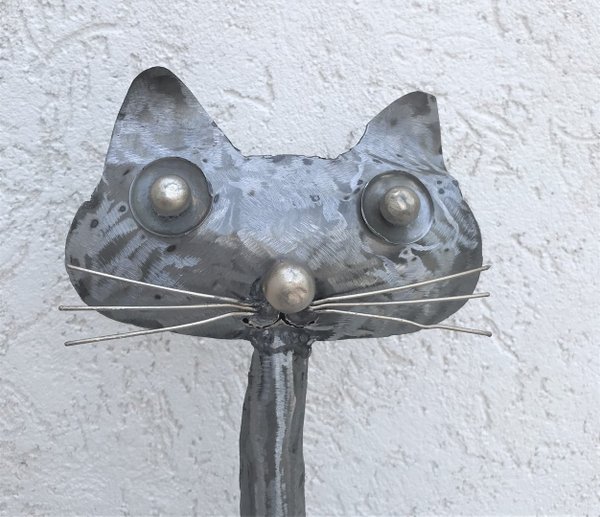 Chat assis en métal de 65 cm